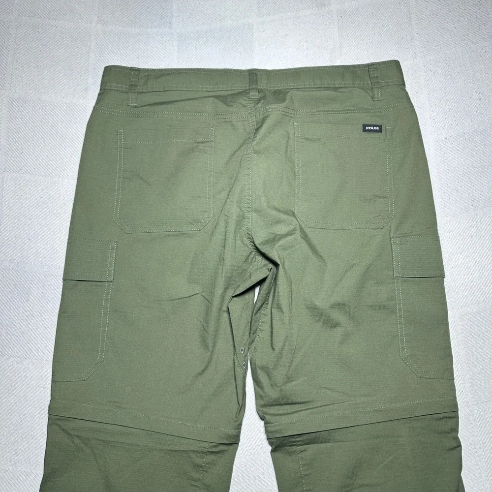 prAna Double Peak Convertible Pants Mens 35x32 Relaxed Fit Zip Off Cargo Green